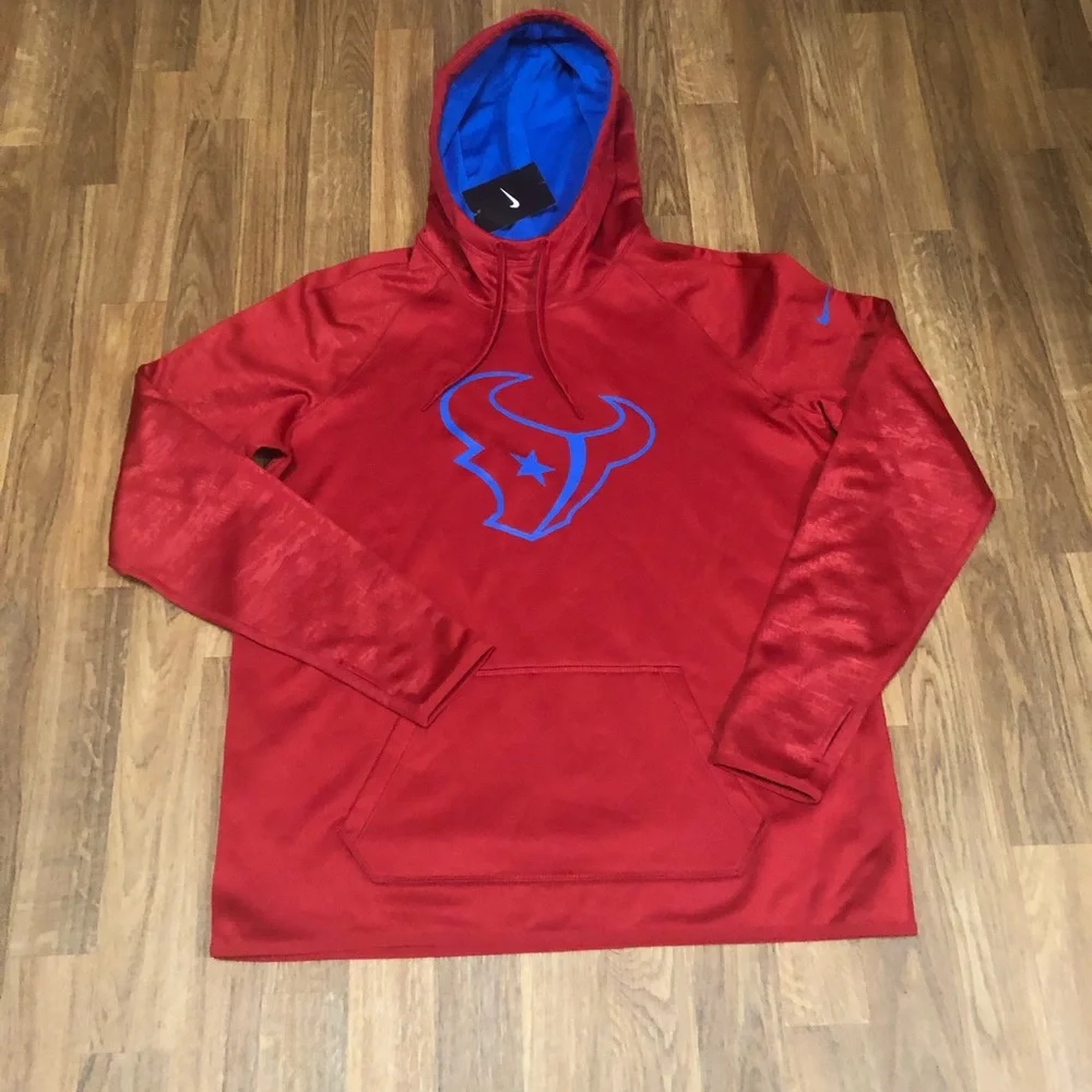 🏈 NWT Nike Houston Texans NFL Football Dri-Fit Red Hooded Sweatshirt L